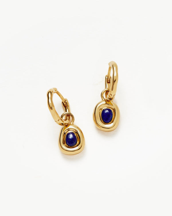 missoma Molten Gemstone Doughnut Charm Small Hoop Earrings | Gold
