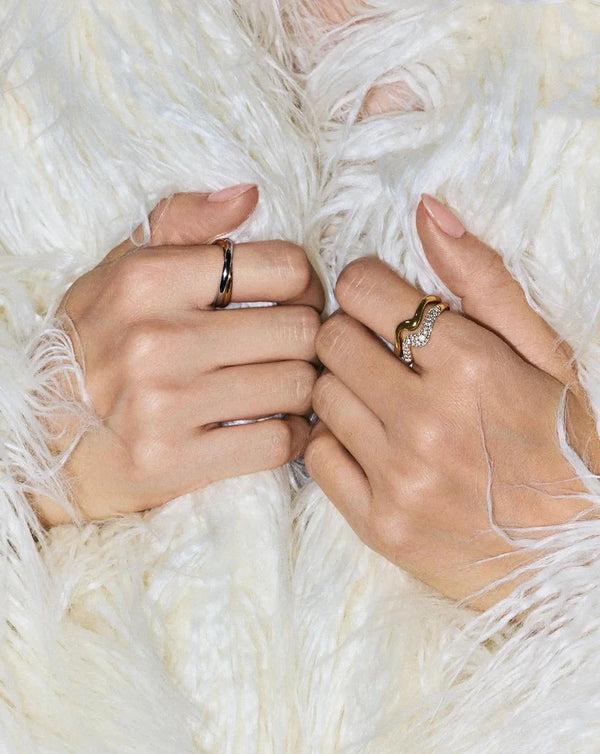 Missoma Molten Snow Stacking Ring | 18ct Gold Vermeil/Cubic Zirconia Rings