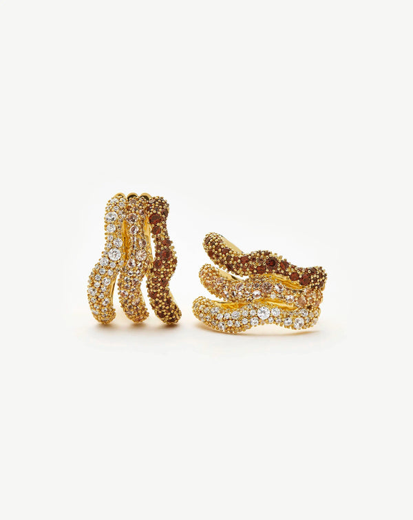 Missoma Molten Snow Triple Pavé Small Hoop Earrings | 18ct Gold Plated Earrings