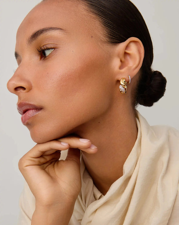 Missoma Molten Snow Twisted Small Hoop Earrings | 18ct Gold Plated Earrings