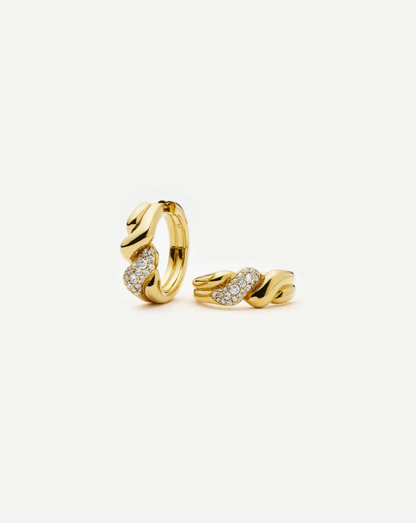 missoma Molten Snow Twisted Small Hoop Earrings | 18ct Gold Plated Earrings