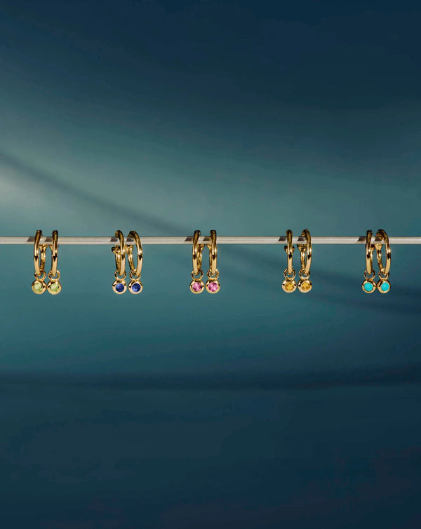 Missoma November Birthstone Mini Charm Hoop Earrings | 18ct Gold Vermeil/Citrine Earrings