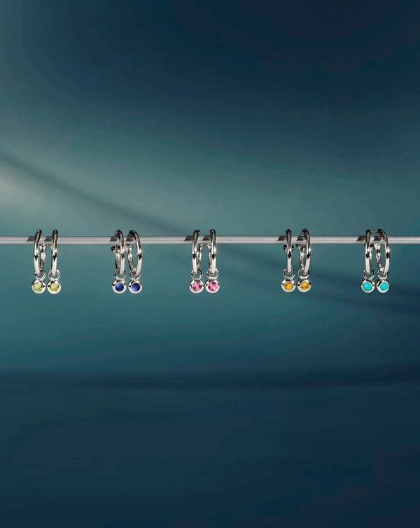 Missoma November Birthstone Mini Charm Hoop Earrings | Sterling Silver/Citrine Earrings