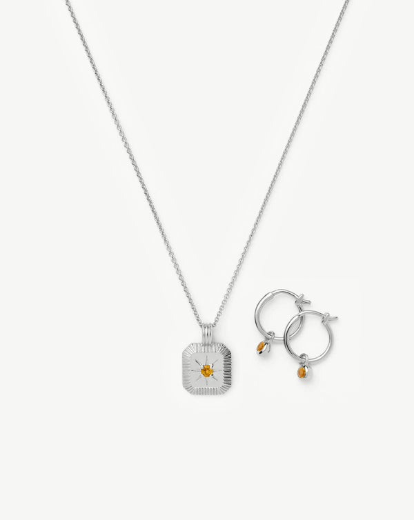 missoma November Birthstone Necklace & Charm Earrings Set UK