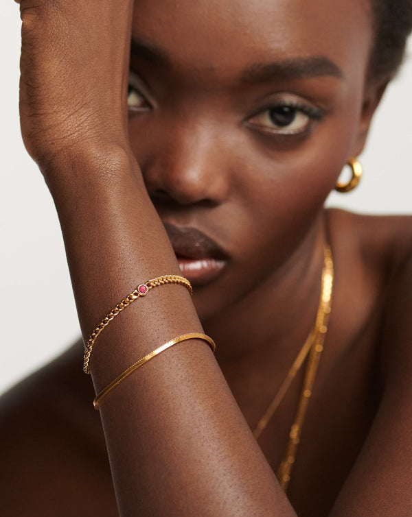 Missoma October Birthstone Chain Bracelet | 18ct Gold Vermeil/Pink Tourmaline