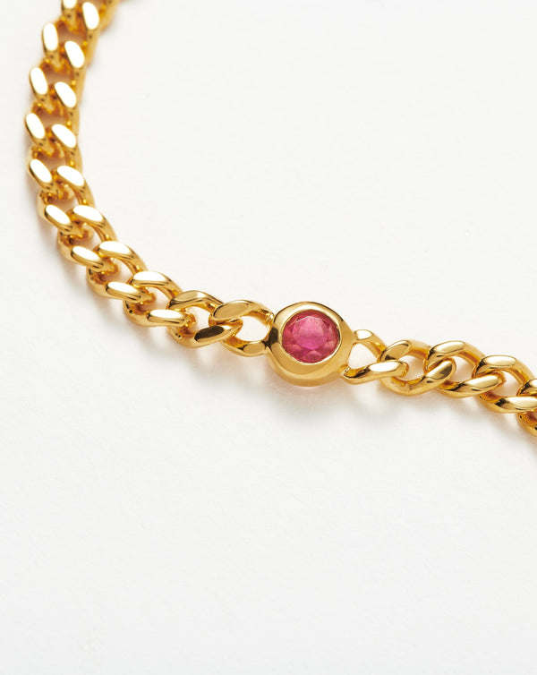 Missoma October Birthstone Chain Bracelet | 18ct Gold Vermeil/Pink Tourmaline