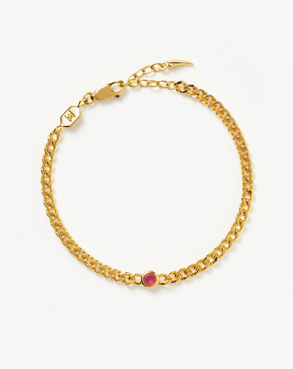 missoma October Birthstone Chain Bracelet | 18ct Gold Vermeil/Pink Tourmaline