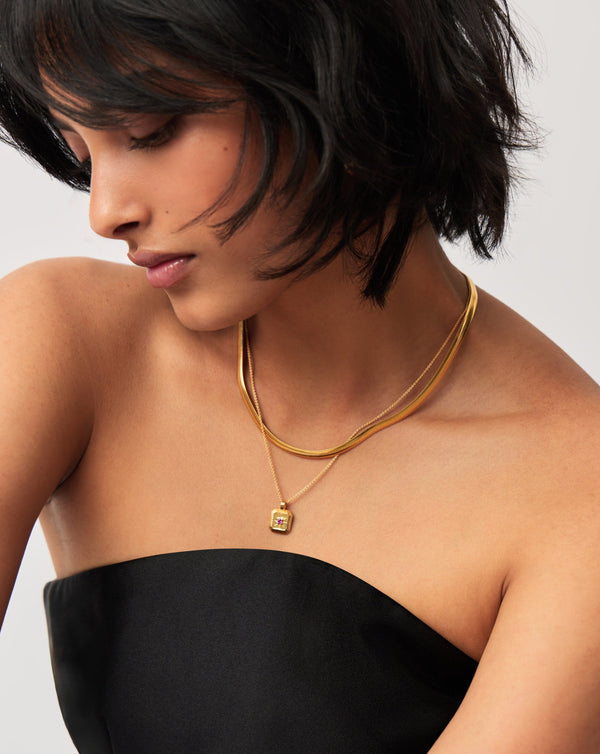 Missoma October Birthstone Pendant Necklace | Gold/Pink Tourmaline