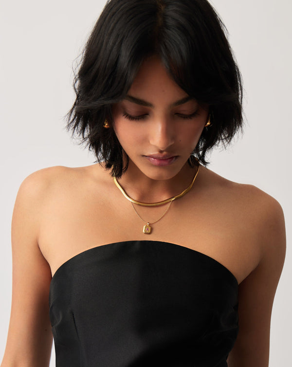 Missoma October Birthstone Pendant Necklace | Gold/Pink Tourmaline