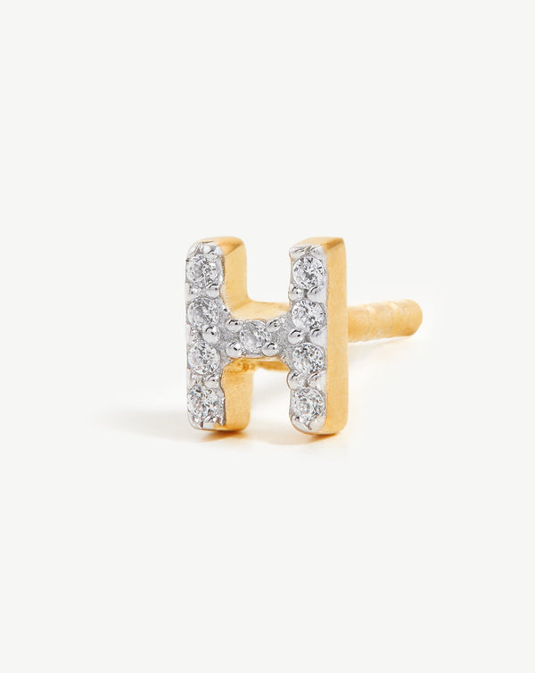 Missoma Pave Initial H Single Stud Earring | Gold/Cubic Zirconia