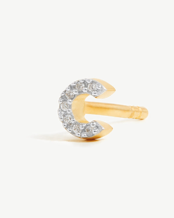 Missoma Pave Initial Single Stud Earring - C | Gold /Cubic Zirconia
