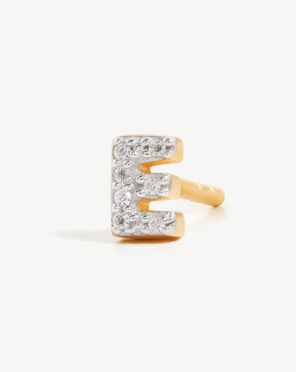 Missoma Pave Initial Single Stud Earring - E | Gold /Cubic Zirconia