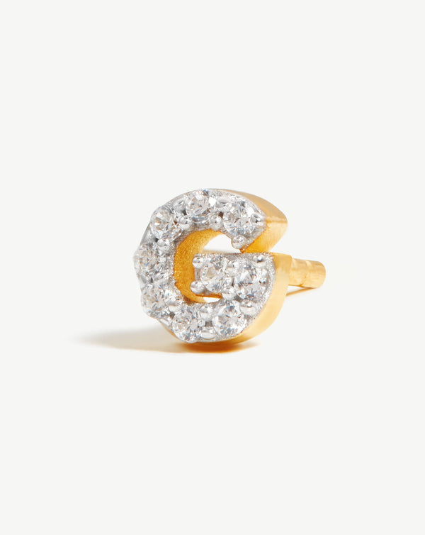 Missoma Pave Initial Single Stud Earring - G | Gold /Cubic Zirconia