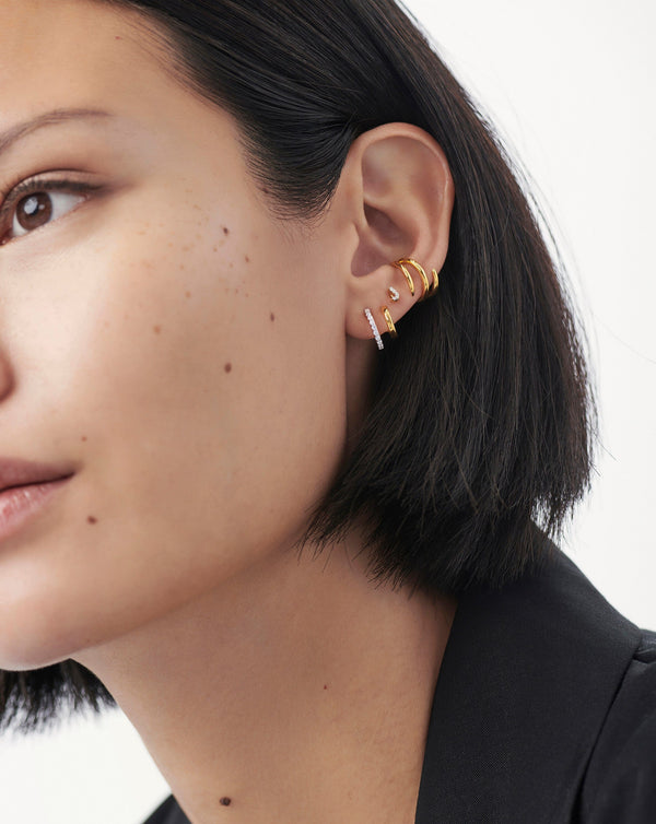 Missoma Pave Initial Single Stud Earring - J | Gold /Cubic Zirconia