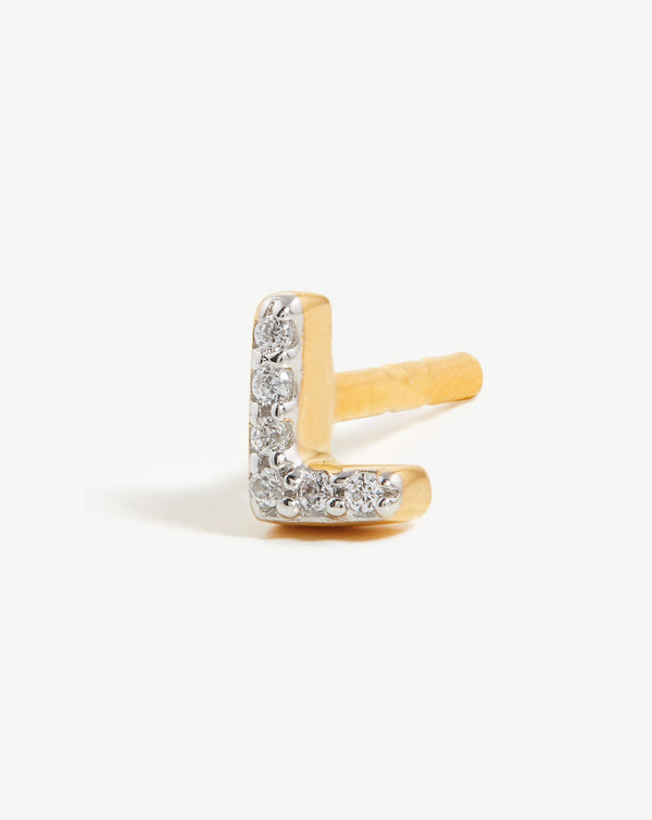 Missoma Pave Initial Single Stud Earring - L | Gold /Cubic Zirconia