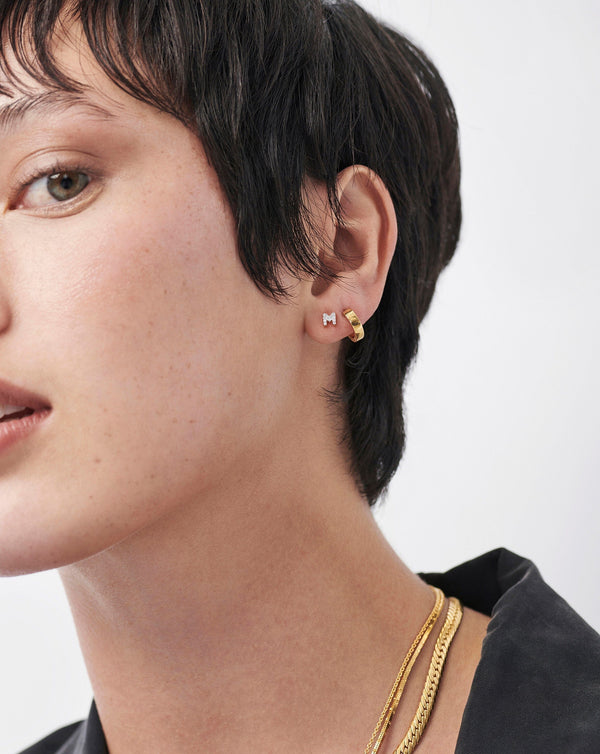 Missoma Pave Initial Single Stud Earring - M | Gold /Cubic Zirconia