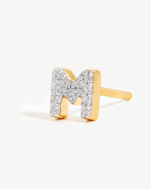 Missoma Pave Initial Single Stud Earring - M | Gold /Cubic Zirconia