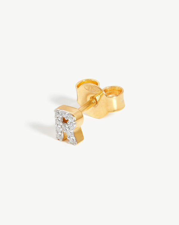 missoma Pave Initial Single Stud Earring - R | Gold /Cubic Zirconia