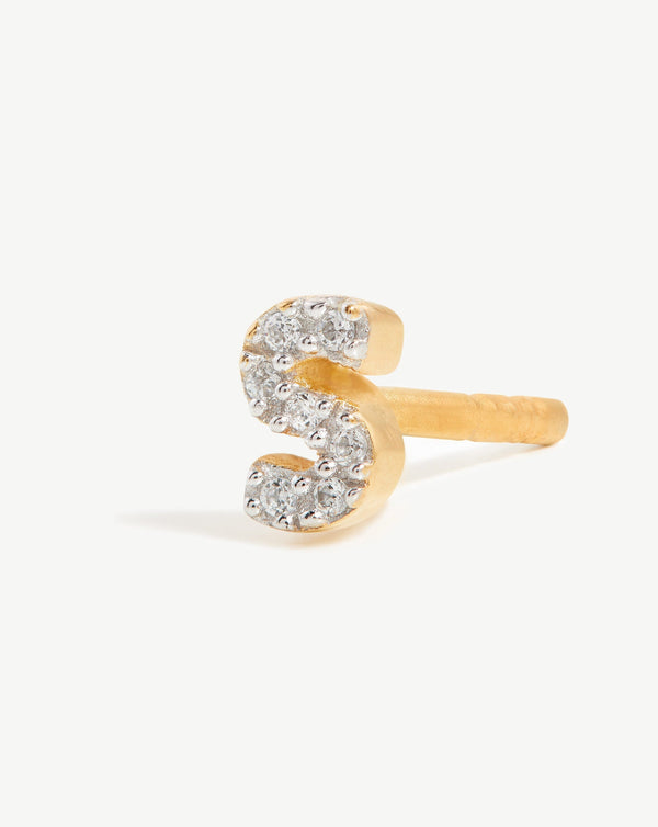 Missoma Pave Initial Single Stud Earring - S | Gold /Cubic Zirconia