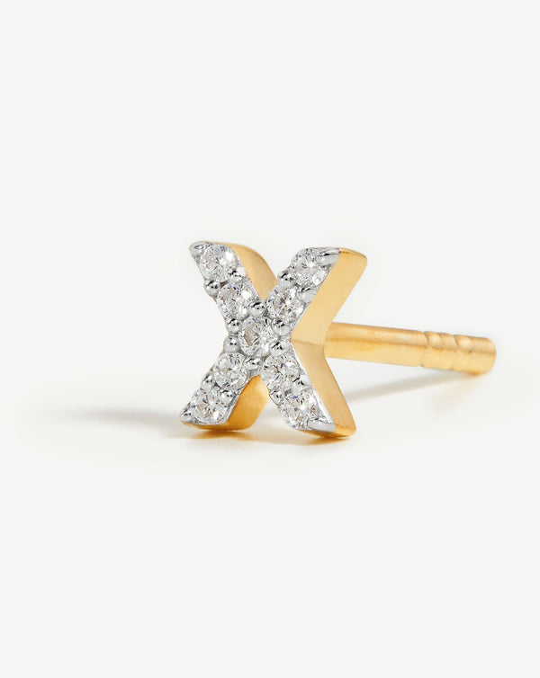 Missoma Pave Initial Single Stud Earring - X | Gold /Cubic Zirconia