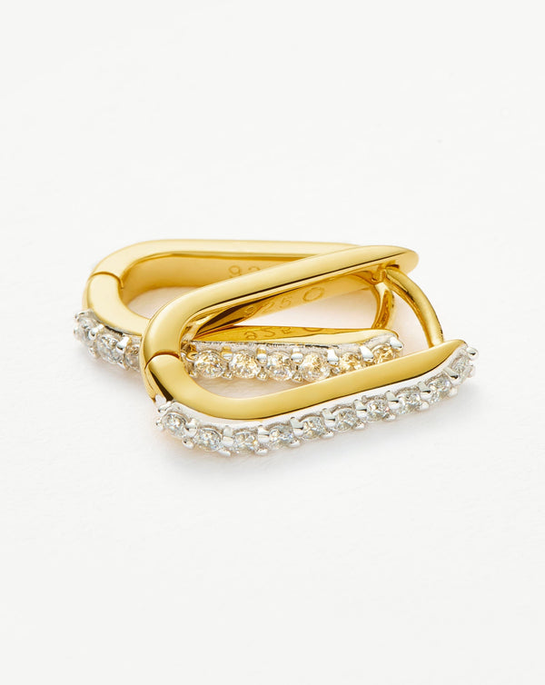 Missoma Pave Ovate Small Huggie Earrings | 18ct Recycled Gold Vermeil/Cubic Zirconia