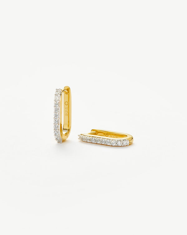 missoma Pave Ovate Small Huggie Earrings | 18ct Recycled Gold Vermeil/Cubic Zirconia
