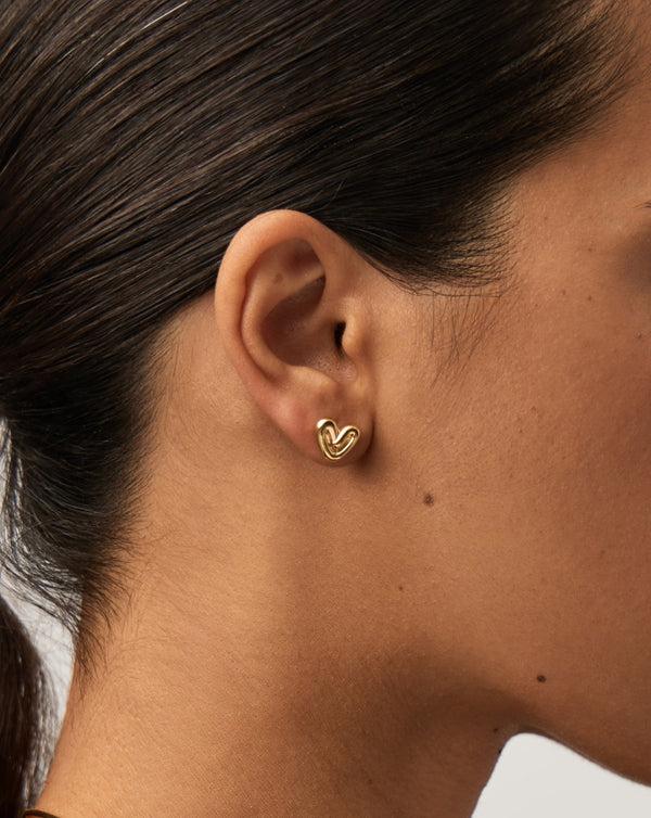 Missoma Puffy Heart Mini Stud Earrings | 18ct Gold Vermeil