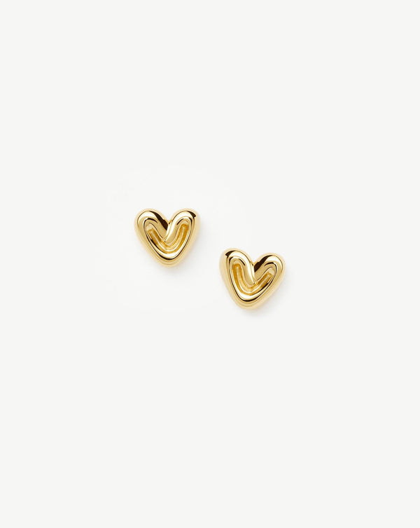 missoma Puffy Heart Mini Stud Earrings | 18ct Gold Vermeil
