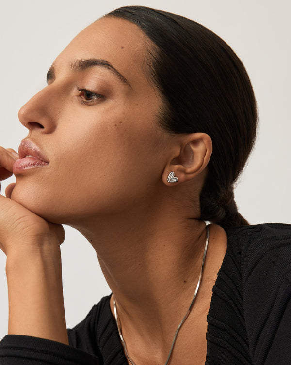 Missoma Puffy Heart Mini Stud Earrings | Sterling Silver