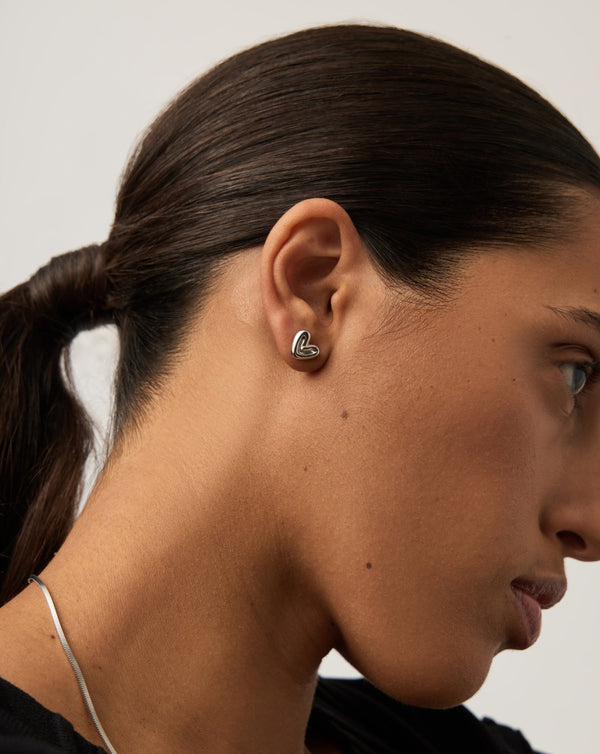 Missoma Puffy Heart Mini Stud Earrings | Sterling Silver