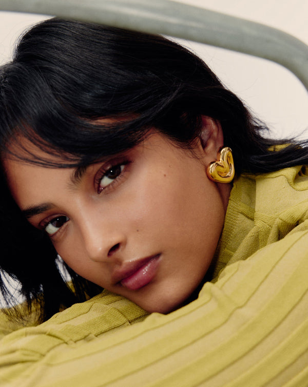 Missoma Puffy Heart Oversized Stud Earrings | 18ct Gold Plated