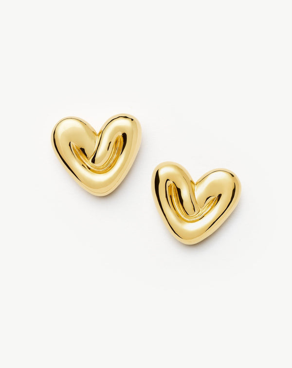 missoma Puffy Heart Oversized Stud Earrings | 18ct Gold Plated