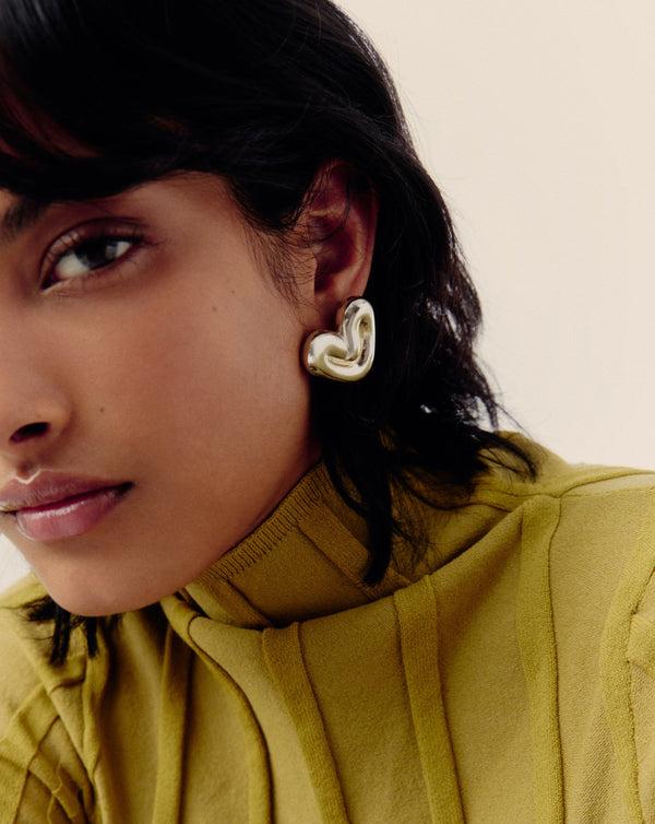 Missoma Puffy Heart Oversized Stud Earrings | Silver Plated