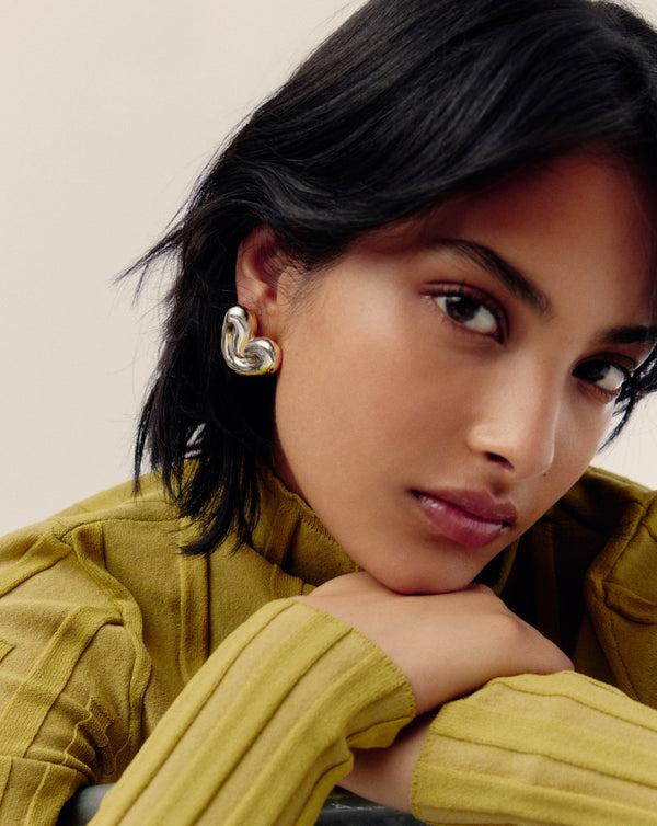 Missoma Puffy Heart Oversized Stud Earrings | Silver Plated