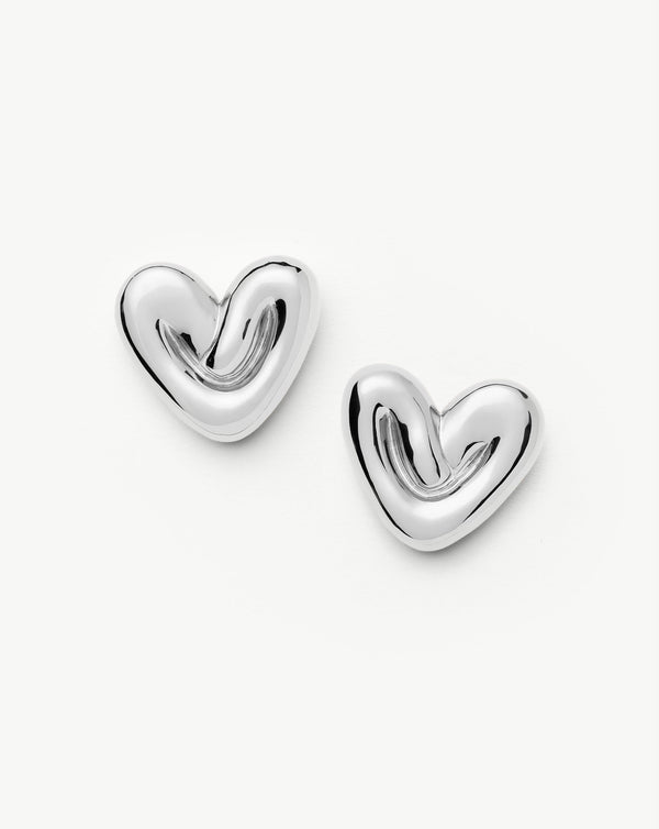 missoma Puffy Heart Oversized Stud Earrings | Silver Plated