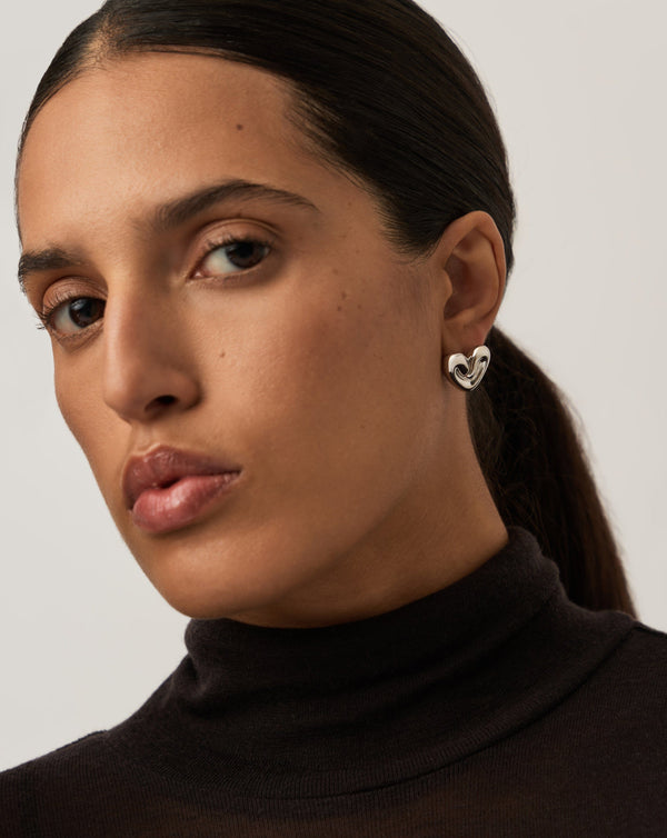 Missoma Puffy Heart Stud Earrings | Sterling Silver Plated