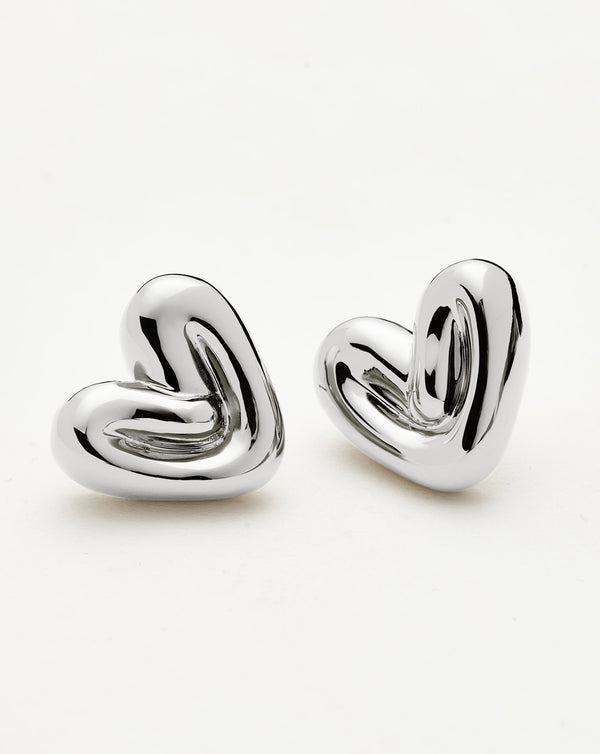 Missoma Puffy Heart Stud Earrings | Sterling Silver Plated