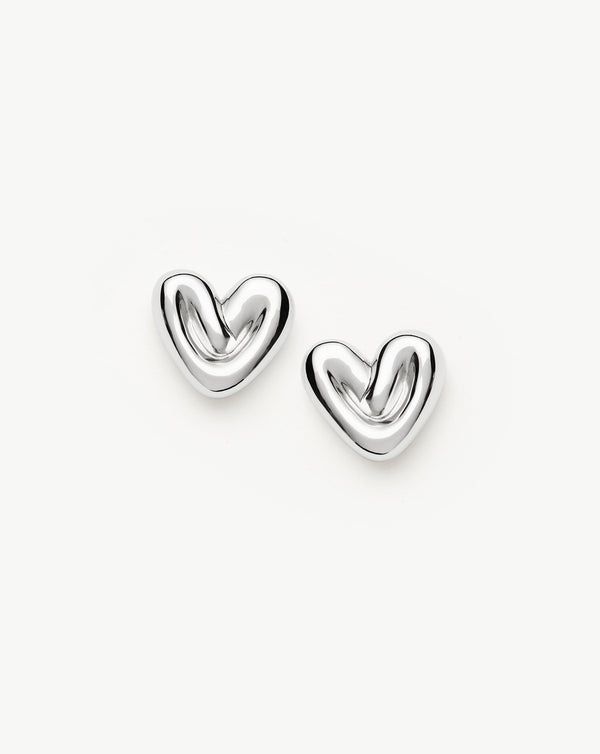 missoma Puffy Heart Stud Earrings | Sterling Silver Plated