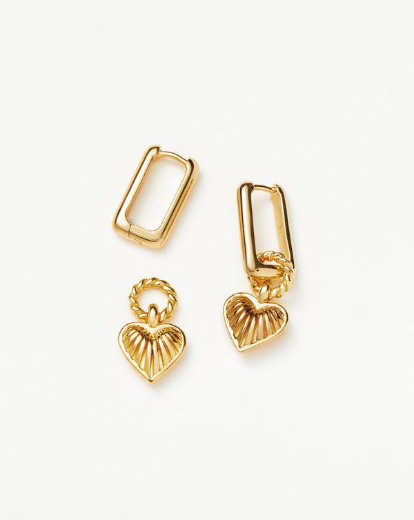 Missoma Ridge Heart Charm Earrings | 18ct Gold Vermeil