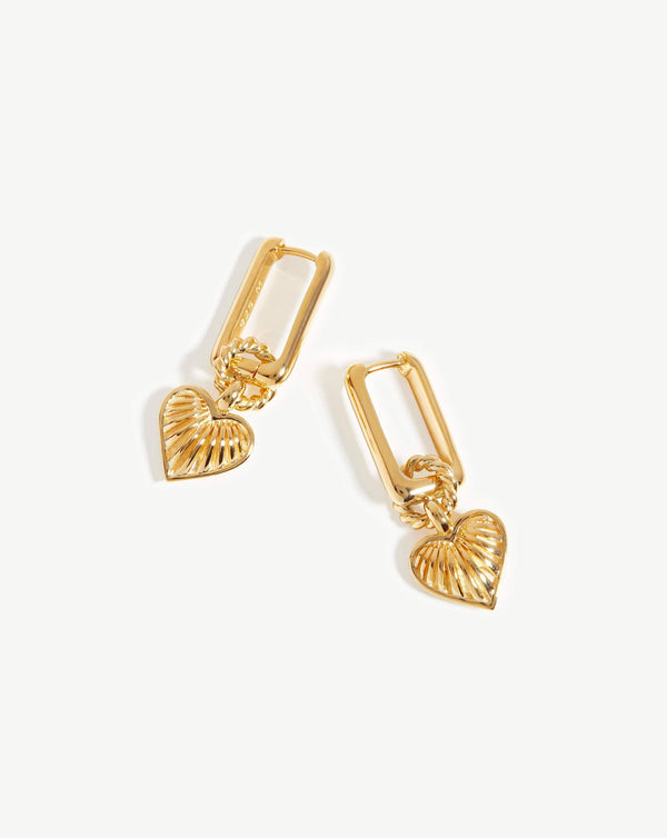 missoma Ridge Heart Charm Earrings | 18ct Gold Vermeil