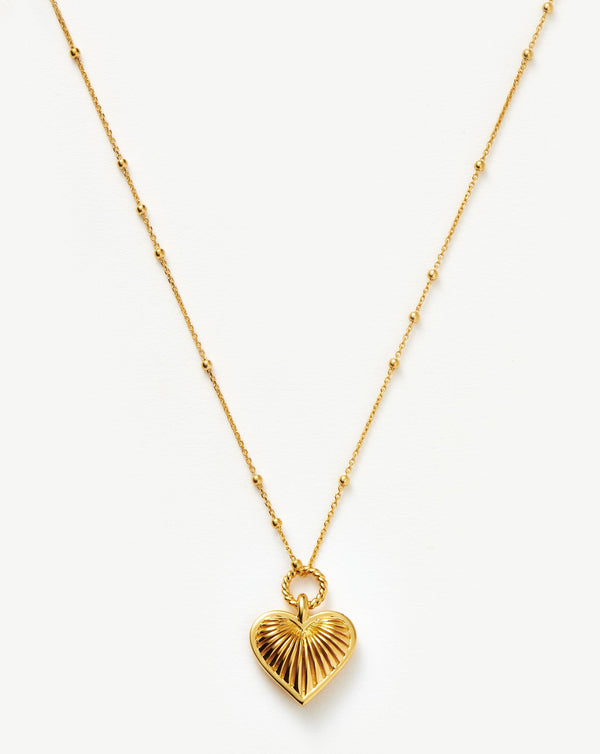 Missoma Ridge Heart Charm Necklace | 18ct Gold Plated | Barbiecore