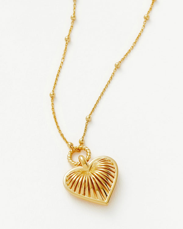 missoma Ridge Heart Charm Necklace | 18ct Gold Plated | Barbiecore