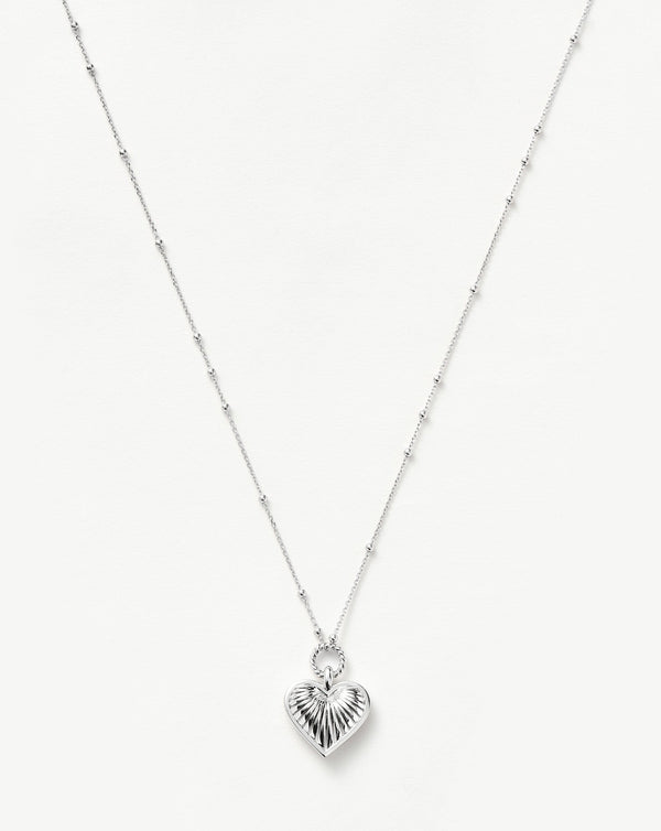 missoma Ridge Heart Charm Pendant Necklace | Silver Plated