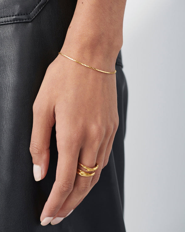 Missoma Savi Asymmetric Square Gold Snake Chain Bracelet