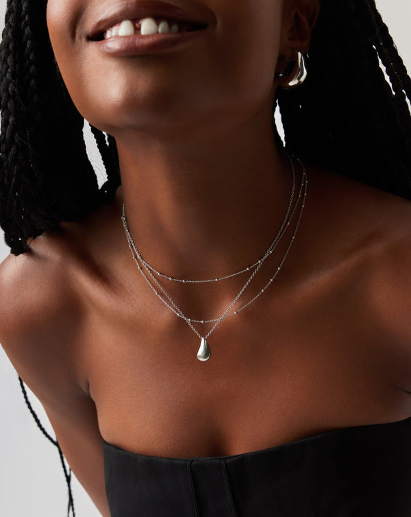 Missoma Savi Droplet Pendant & Double Necklace Set | Sterling Silver