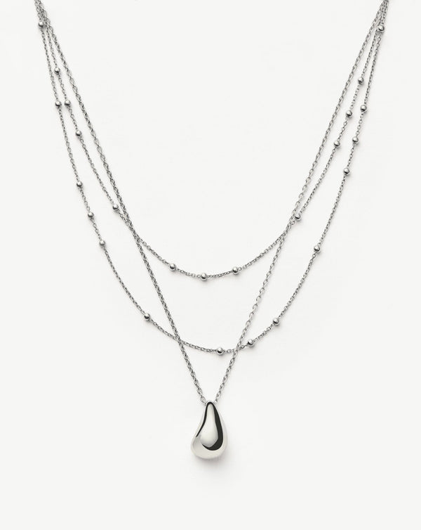 missoma Savi Droplet Pendant & Double Necklace Set | Sterling Silver