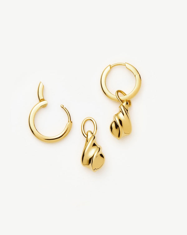 Missoma Savi Ridge Droplet Charm Earrings | 18ct Gold Vermeil