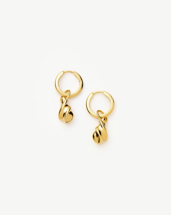missoma Savi Ridge Droplet Charm Earrings | 18ct Gold Vermeil