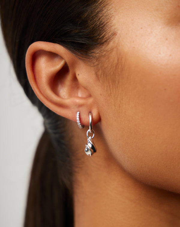 Missoma Savi Ridge Droplet Charm Earrings | Sterling Silver