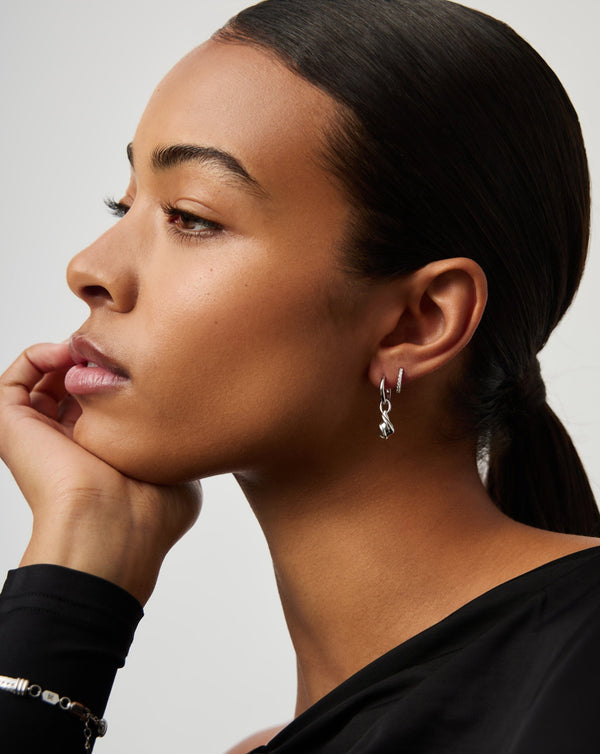 Missoma Savi Ridge Droplet Charm Earrings | Sterling Silver